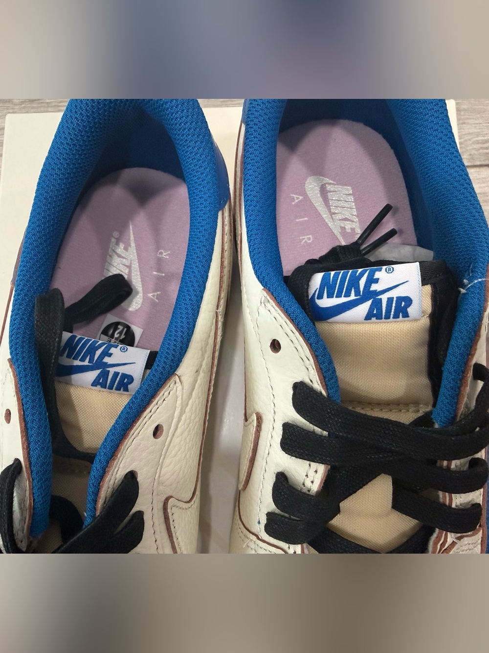 Fragment Travis Scott Jordan 1 Retro Low DM7866-104 Sail Black Military Blue 12 - Picture 5 of 13